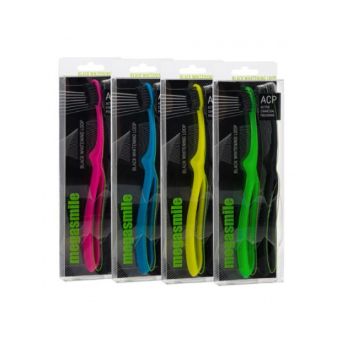 MEGASMILE Зубная щетка «Black Whitening LOOP» 2 шт